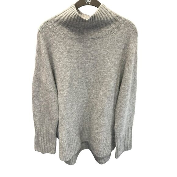 & Other Stories Gray Wool Mohair Blend Turtleneck Sweater Ribbed Hem Size L - Picture 3 of 9